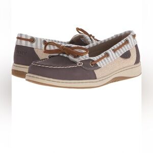 Sperry Brown and Cream Flats with Moccasin Stitching